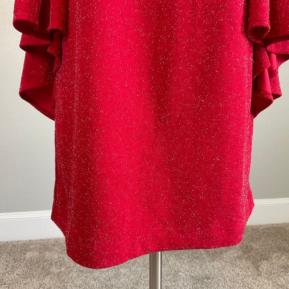 Vince Camuto Red Cocktail Dress Metallic Off the Shoulder Mini Sheath Size Large - Picture 8 of 11